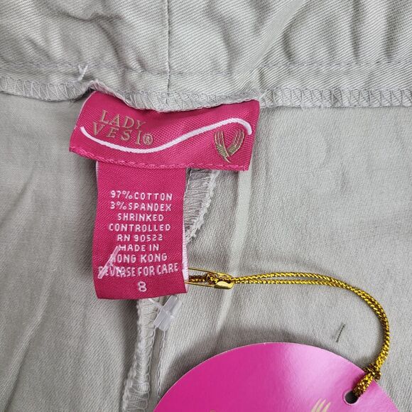 Lady Vesi Capri Pants Minimalist Women 8 High Rise Flat Front Stretch Beige - Picture 6 of 8